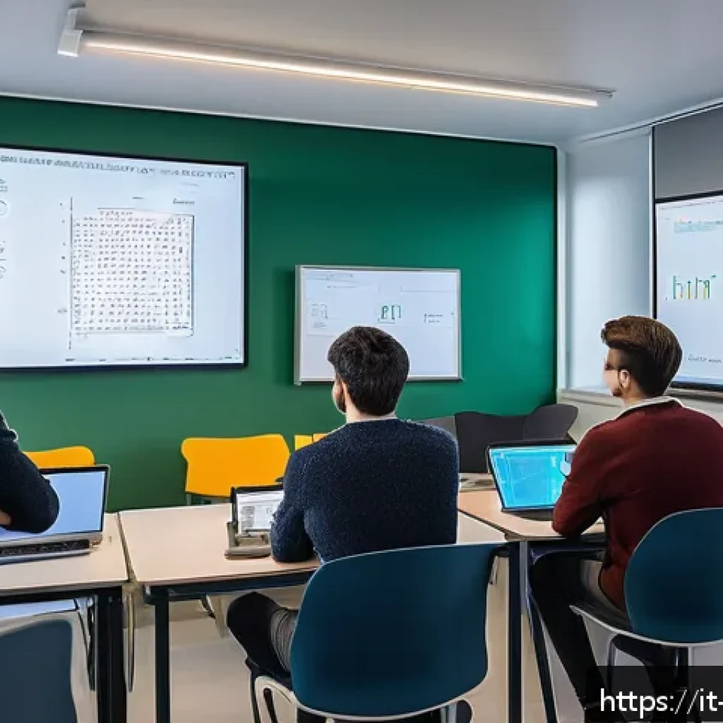AI 개발자 자격 취득 과정 - A modern Italian university classroom scene focused on artificial intelligence education: a diverse ...