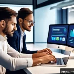 Home 20 AI 개발 트렌드와 전망 - A modern Italian small to medium enterprise office environment featuring diverse professionals colla...