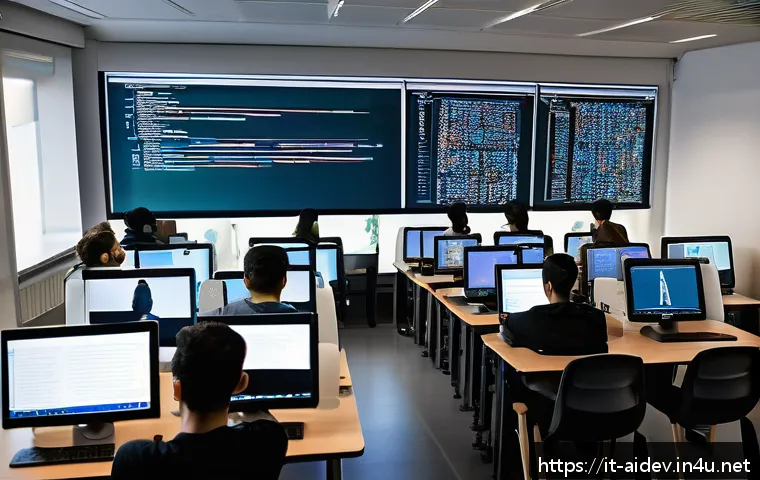 AI 개발자 이직 준비 팁 - A modern Italian university classroom setting where a diverse group of young adult students is atten...