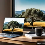 Home 18 AI 개발 환경 설정 - A modern AI developer workspace featuring dual monitors displaying TensorFlow and PyTorch code envir...